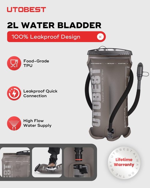 UTOBEST Upgrade Running Hydration Vest 10L, Running Backpack for Women Men Multi-Functional Storage with 2L Hydration Bladder, Adjustable Water Vest for Trail Marathon Race Jogging Cycling Black XL