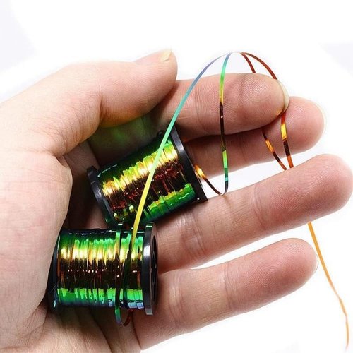 Pack of 1 Green Peacock Flat Tinsel 35 Yards Fly Tying Floss Thread Silky Yarns Fly Fishing Tying Line Materials Accessories