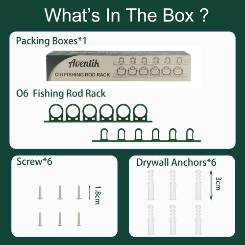 Aventik Vertical/Horizontal Fishing Rod Holder For Garage, Wall, Ceiling Holds Up To 6/12 Fishing Pole Holders (Green)