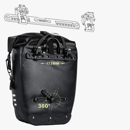 Rhinowalk Bike Bag Waterproof Bike Pannier Bag 27L for Bicycle Cargo Rack Saddle Bag Shoulder Bag Laptop Pannier Rack Bicycle Bag Professional Cycling Accessories-Black