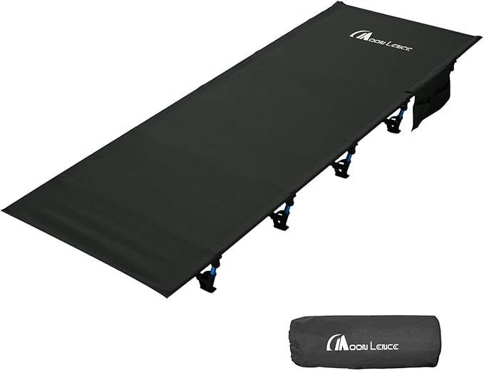 MOON LENCE Folding Camping Cot Outdoor Camping Bed Portable with Carry Bag Camp Cots for Adults for Hiking Backpacking Car Camping Outdoor&Indoor&Beach Use (black1)