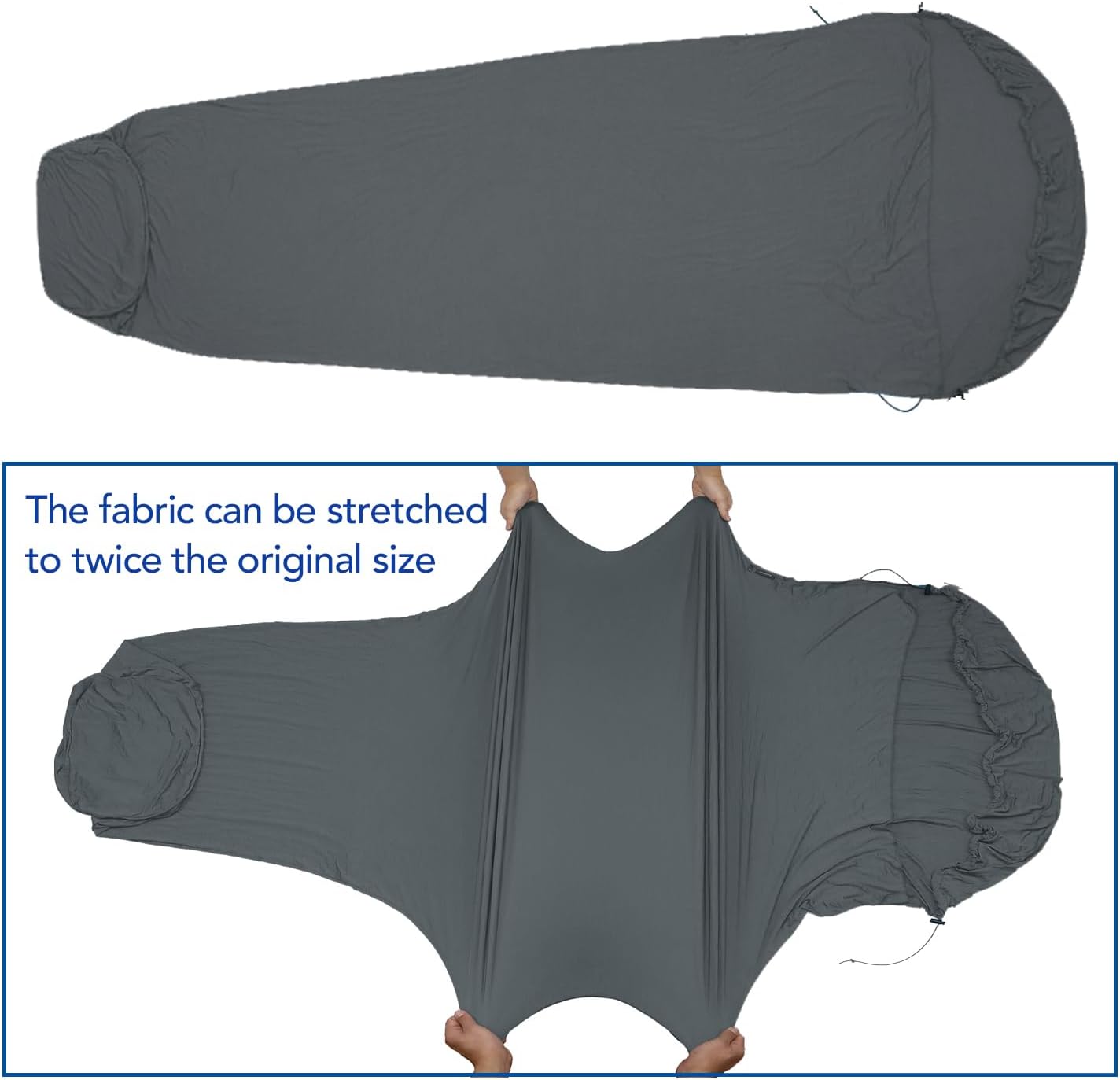Travel Sheets for Hotel, Rayon Derived from Bamboo, Stretchy Sleep Sack for Adults, Warm Weather/Summer Sleeping Bag Liner for Camping and Travel, Rectangular with Pillow Pocket, Mummy, Cooling Sheets