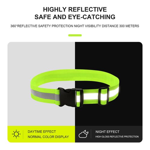 GOOFIT Reflective Safety Belt, High Visibility, 2 Reflective Safety Belt Adjustable & 8 Elastic Reflective Wristbands,Reflective Belt for Jogging, Cycling, Running, Hiking