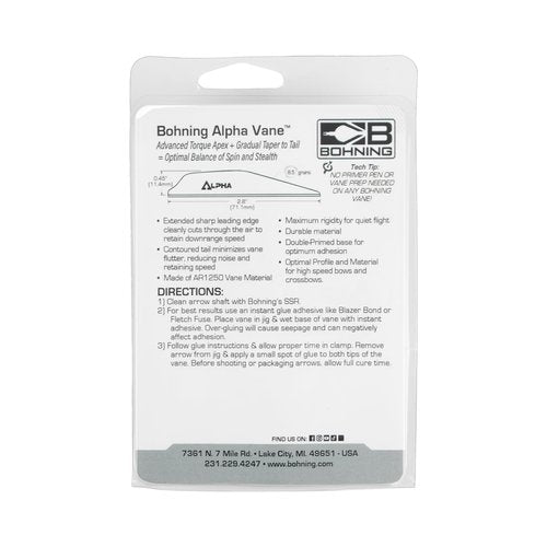 Bohning Alpha AR 1250 Vane, 2.8", White, 36pk