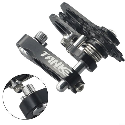 Single Speed Chain Tensioner - Multi-Segment Adjustment with Double Spring Guide, Noiseless Performance for 8 to 12 Speed Bikes(Black)