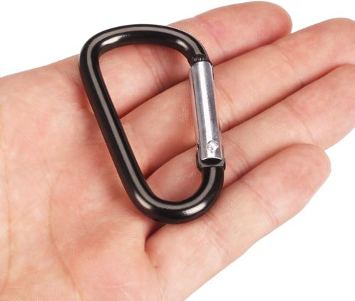 20 Pack 2.5" D Shape Aluminum Large Carabiner Clip Lock Hooks Spring Snap Keychain Spring-loaded Gate Carabiners (Black)