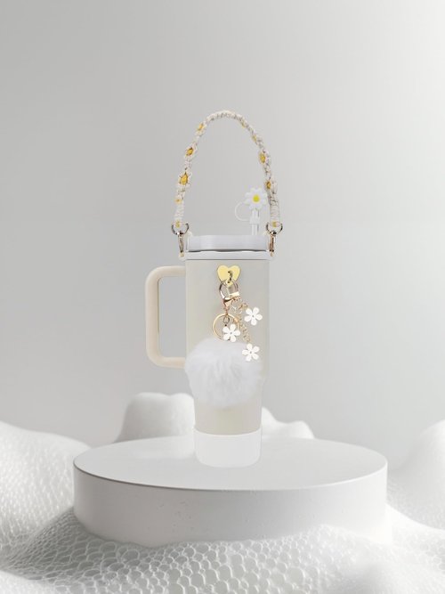 Nordic Unique Charms and Accessories for Stanley and Simple Modern Tumblers/Water Bottles (40 oz) - (Nordic White) - Stanley Cup Boot, Straw Cover, Bottle Handle Strap