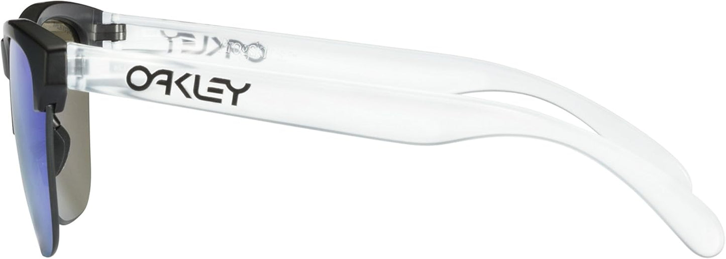 Oakley Frogskins Lite Sunglasses Matte Black/Matte Clear with Prizm Sapphire Lens 63mm