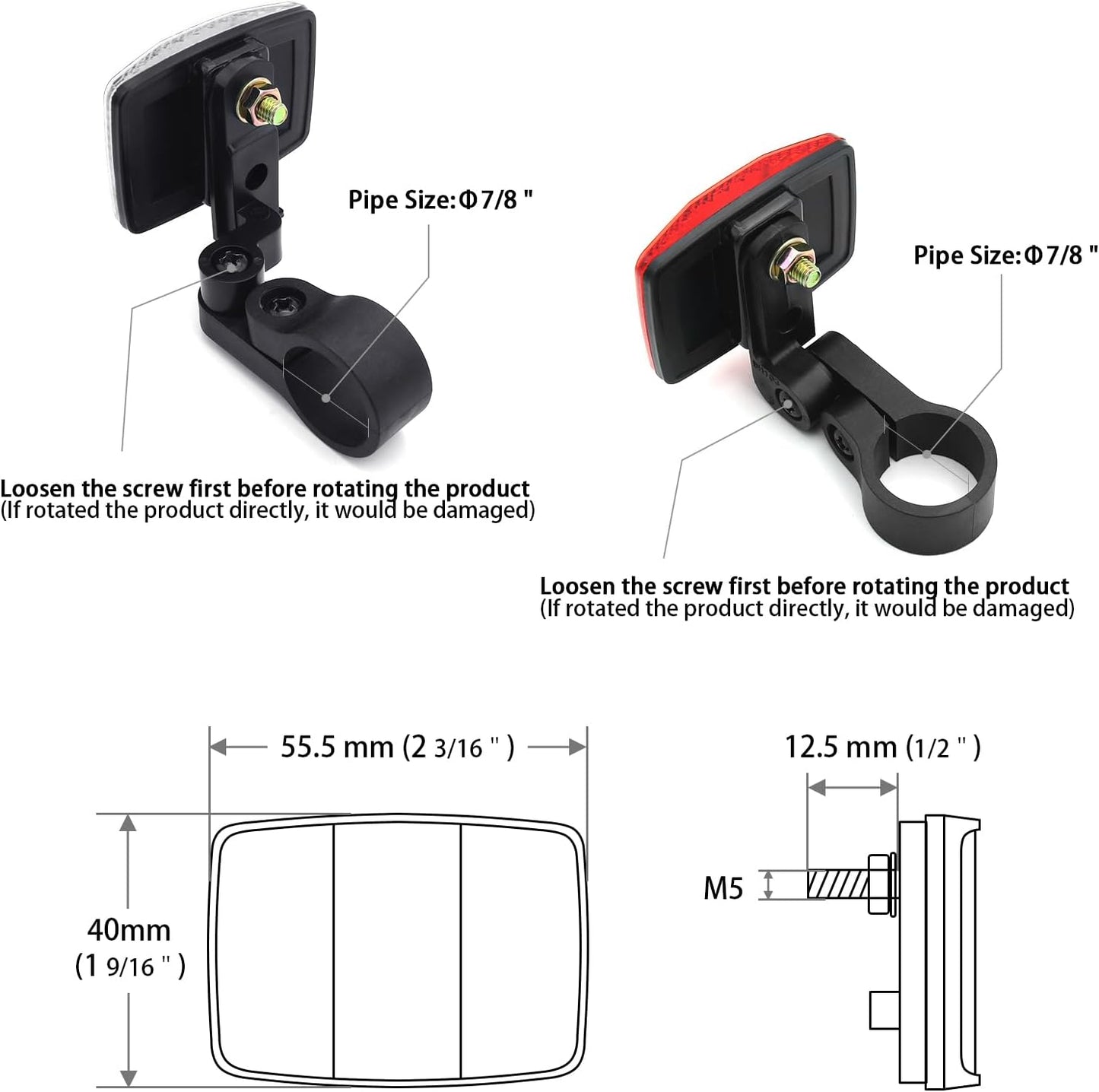 Quality Kids(Small) Bike Front&Rear Reflectors Kit for Handlebar and Seatpost (RED+White)
