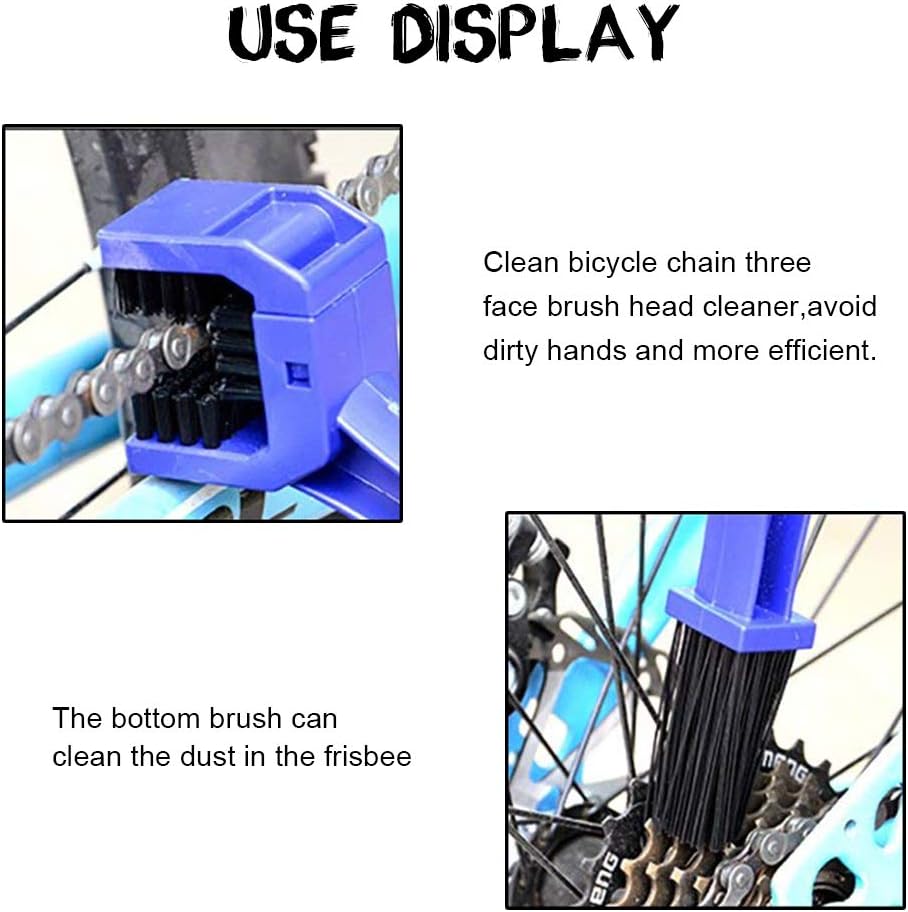 Motorcycle & Bike Chain Cleaner Tool Set – Bicycle Chain Gears Maintenance Cleaning Brush Kit for All Type Chain Gears（3 Kinds）