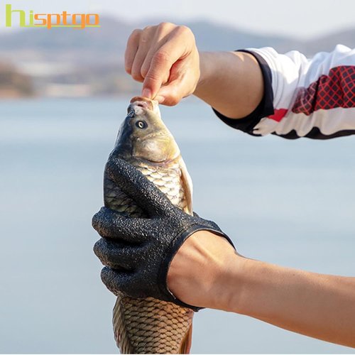 hisptgo 2Pcs Fishing Gloves for Men with Magnet Release, Professional Anti-Slip Puncture Resistant Gloves for Handling, Catching, Cleaning, Fisherman Fishing Accessories, Left and Right Hand