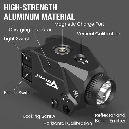 VOTATU 800 Lumens Flashight and IIIA Class Green Laser, H8L-G Tactical Light Laser Combo for Pistol,Handgun