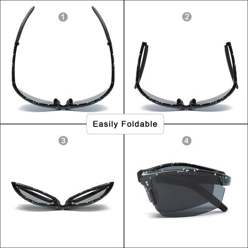 Long Keeper Sport Cycling Sunglasses for Men Women Folding Portable Driving Fishing Golf Baseball Softball Sunglasses