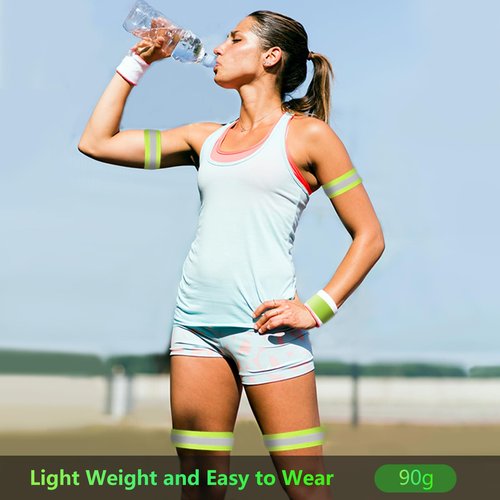 lipaux Reflective Band Adjustable Safety Running Gear Set, High Visibility Band and Slap Bracelet with Reflective Strip for Outdoor Cycling, Dog Walking(Simple Band Set)
