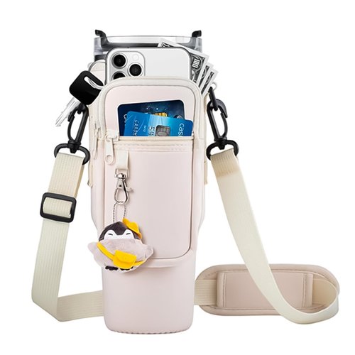 iDIY Water Bottle Carrier Bag for Stanley Cup Accessories, Crossbody Water Bottle Sling Bag with Phone Pocket, Water Bottle Holder with Securely Holds Bottle for Hiking, Camping, Fishing(Style-1)