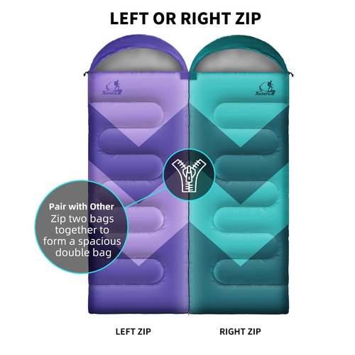 Sleeping Bag for Adults, Girls, Boys - 3 Season Warm & Cool Weather Lightweight Waterproof Camping Bag for Hiking Outdoor Travel - Palepurple