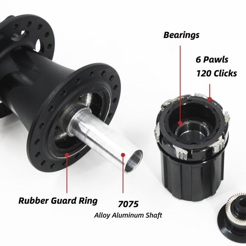rningo MTB Bike Hubs 32H/36Holes Disc Brake, Rear Hub HG for 8/9/10/11/12 Speed ，Sustain Quick Release Switch Thru Axle and Fit for Road Bike Hub (Black, 32H)
