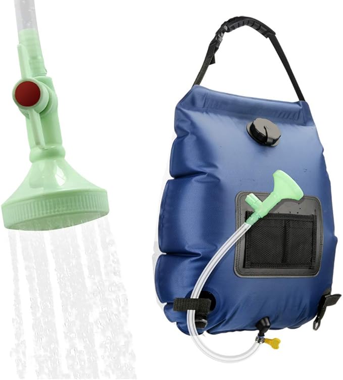 Solar Shower Bag | 5 Gal/20L Solar Heating Camping Shower Bag | Removable Hose | On-Off Switchable Shower Head | Ducha Portatil | Traveling Shower | Portable Shower for Beach Swimming, Hiking