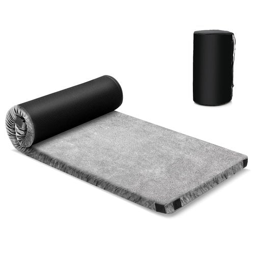 Tangkula Memory Foam Sleeping Pad, Roll Up Floor Mattress with Carry Bag, Non-Slip Bottom, Guest Floor Folding Bed for Sleepover, Portable Camping Mattress for Indoor Outdoor Car Travel Cot Tent