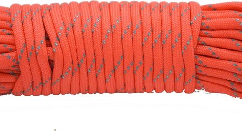 100FT Reflective Paracord 7 Core 550 Parachute Cord (Orange Red)