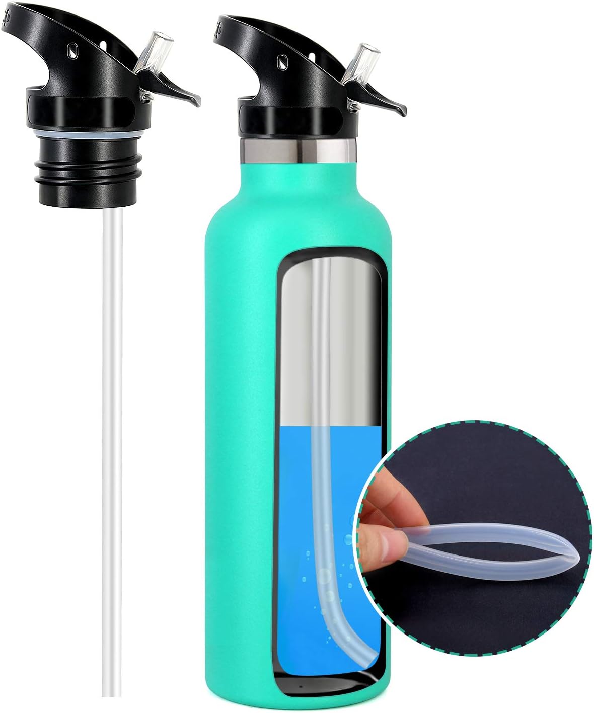 Straw Lid for Hydro Flask Standard Mouth - Multi-Compatible with Simple Modern Ascent Lid for 1.91" Mouth 18 oz, 21 oz, 24 oz Insulated Water Bottle Flip Top