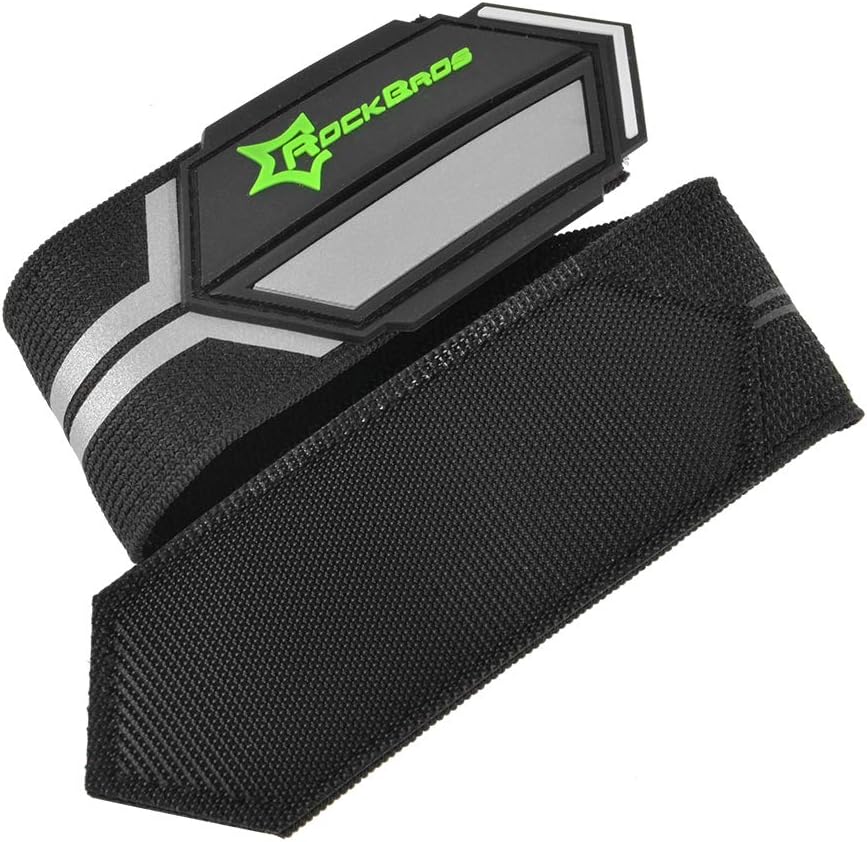 ROCKBROS Bike Pants Strap Bicycle Cycling Pants Cuff Band Reflective Wrist Ankle Bands for Outdoor Sports(2 PCS) Black Silver