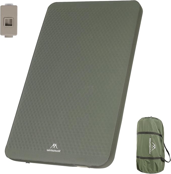 Self Inflating Double Sleeping Pad with Foam and Electric Pump，Innovative Y-Shaped Telescopic Structure，4.3" Thick Ultraportable Camping Mattress，Outdoor Compact Air Mat for Tent Car（4.2*79*55 inch）