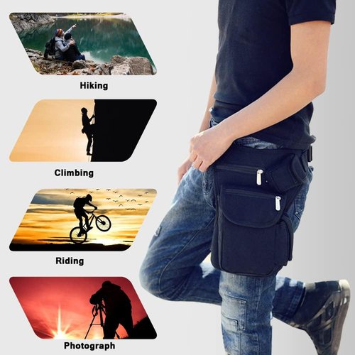 Drop Leg Bag Pouch Holster Tactical Outdoor Sports Racing Camping Hiking Hip Bag (Black)