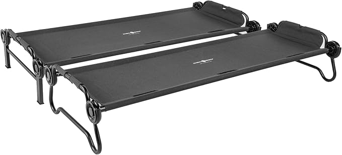 Disc-O-Bed Large Outdoor Convertible 2 Person Bench and Double Camping Cot Portable Bed Bunk System for Adults