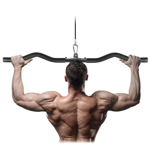 LAT Pull Down Bar, Detachable LAT Pulldown Attachment with Swivel Joint Wide Grip LAT Pulldown Bar for Cable Machine Home Gym Accessories, Muscle Training (33in Curved)