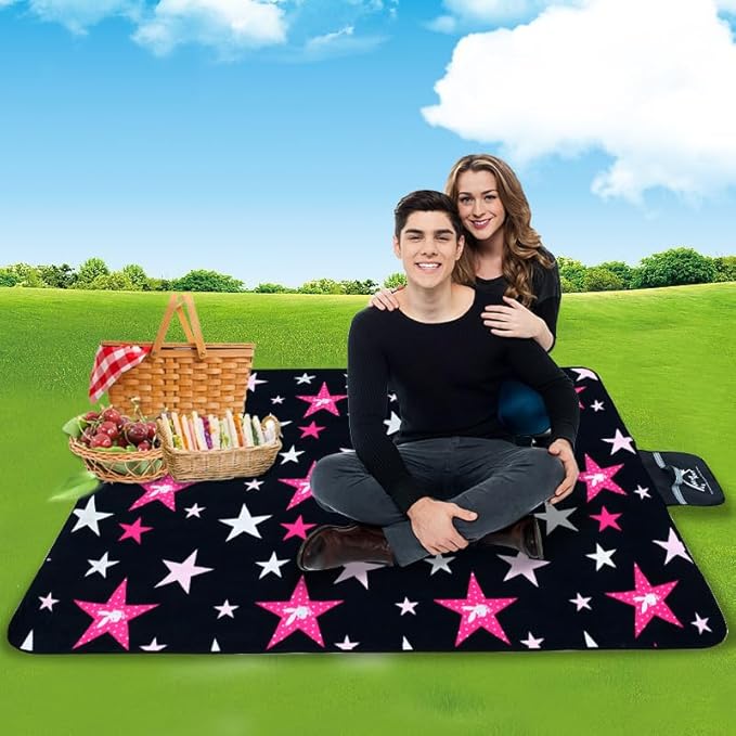 Wind Tour Family Outdoor Waterproof Durable Picnic Blankets with Carry Strap Foldable Sandproof Picnic Floor Mat for Kids Playground Camping Hiking Grass Travelling (1, Star -150 * 200cm)
