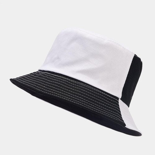 Quanhaigou Reversible Printed Bucket Hat,Summer Beach Outdoor Cap (Black White)
