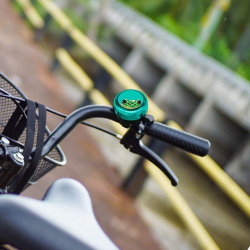 WIRESTER Green Aluminum Round Bike Bell, Classic Ring Bicycle Bell, Bike Accessories Bell Ring for Adults Kids Girls Boys - Green Frog