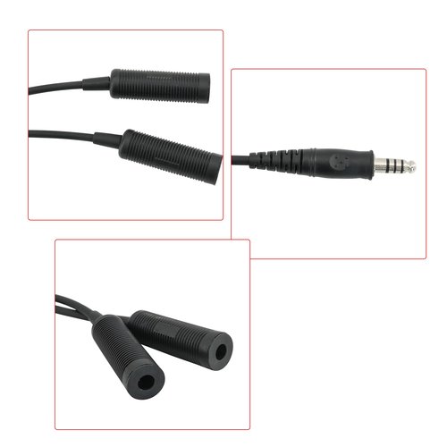 HEARFALCOM Tactical Dual Comm Headset Adapter U174 Plug Cable Converter Headset Accessory for Tactical Hunting Shooting (BK)