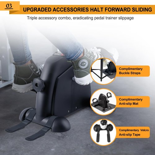 GOREDI Under Desk Bike Pedal Exerciser, Portable Mini Exercise Bike with LCD Display for Home/Office, Desk Cycle for Leg/Arm with Handle, Leg Exerciser While Sitting for Seniors