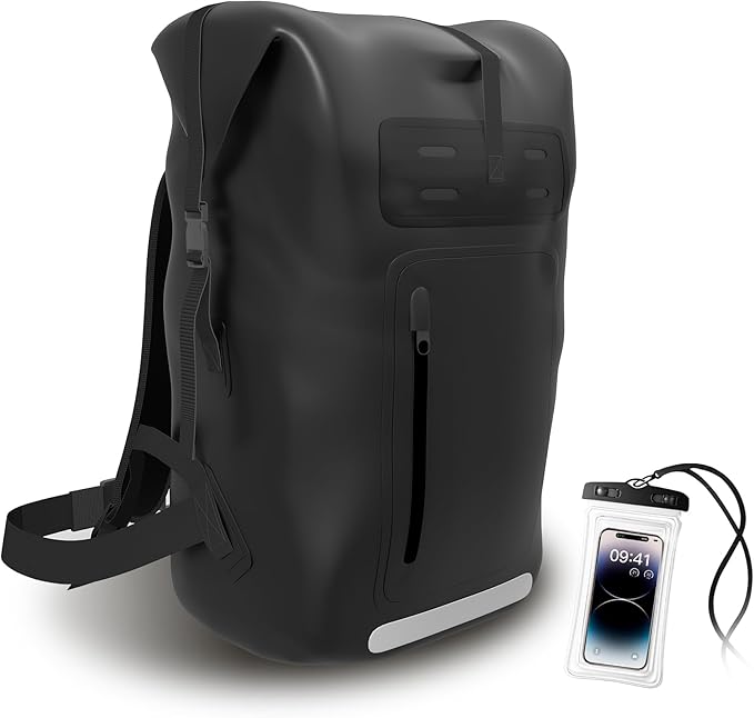 Waterproof Backpack，Heavy Duty Hiking Backpack，35/55/85L dry bag backpack waterproof for Men，Roll-Top Closure，for Kayaking, Travel, Hiking, Fishing, Camping, Motorcycles (black, 35L)