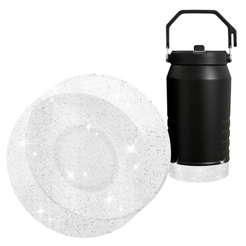 UBEEKOO Glitter Silicone Boot, Compatible with Stanley 64oz IceFlow Flip Tumbler with Straw,Sleeve Cover for 64oz Water Bottle Jug,Anti-Slip Bottom Protective for Stanley Accessories,T-Silver