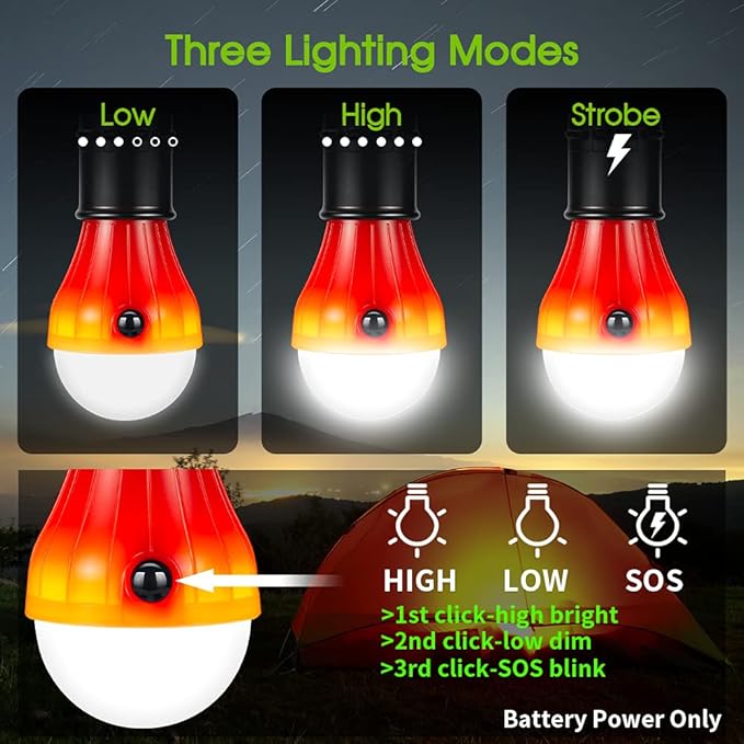 Doukey Portable Camping Lanterns [4 Pack] LED Tent Lanterns Emergency Light for Backpacking, Hiking, Hurricane Outage