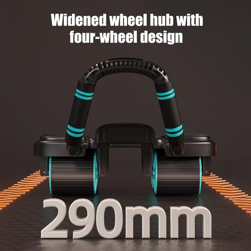 2025 New Ab Wheel Roller with Elbow Support - Automatic Rebound Abdominal Wheel Roller, The Upgraded Four-wheel Abdominal Wheel Core Workout Equipment Home Gym Abs Machine (Blue)