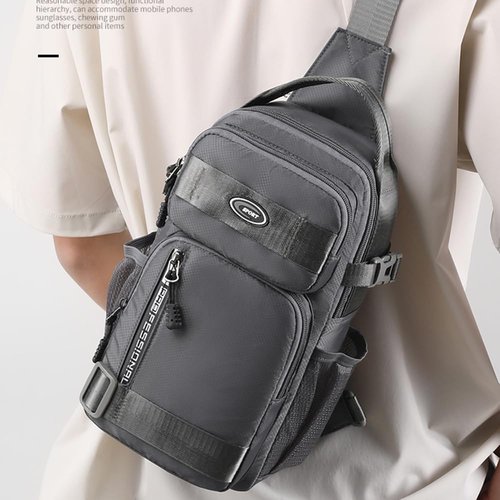 Aoyom Men's Crossbody Backpack Chest Bag Shoulder Bag Men's Camping Hiking Cycling Outdoor Travel Waterproof Bag (Grey)