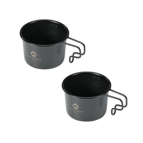 CAMPINGMOON 2pcs 160ml Little Camping Mug Cup 304 Stainless Steel Small Black BKS-180-2P