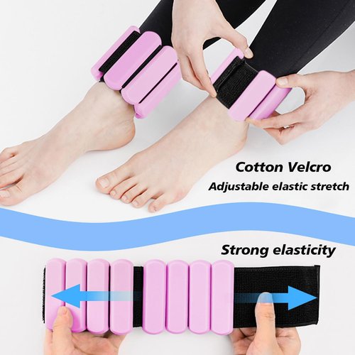SDATEKIT 1lb Ankle & Wrist Weights for Women - Set of 2 (Total 2lbs) Adjustable Silicone Fitness Bracelets for Yoga/Pilates/PT, Low-Impact Walking & All-Day Wear, Bala-Style Slip-Free Design, Pink