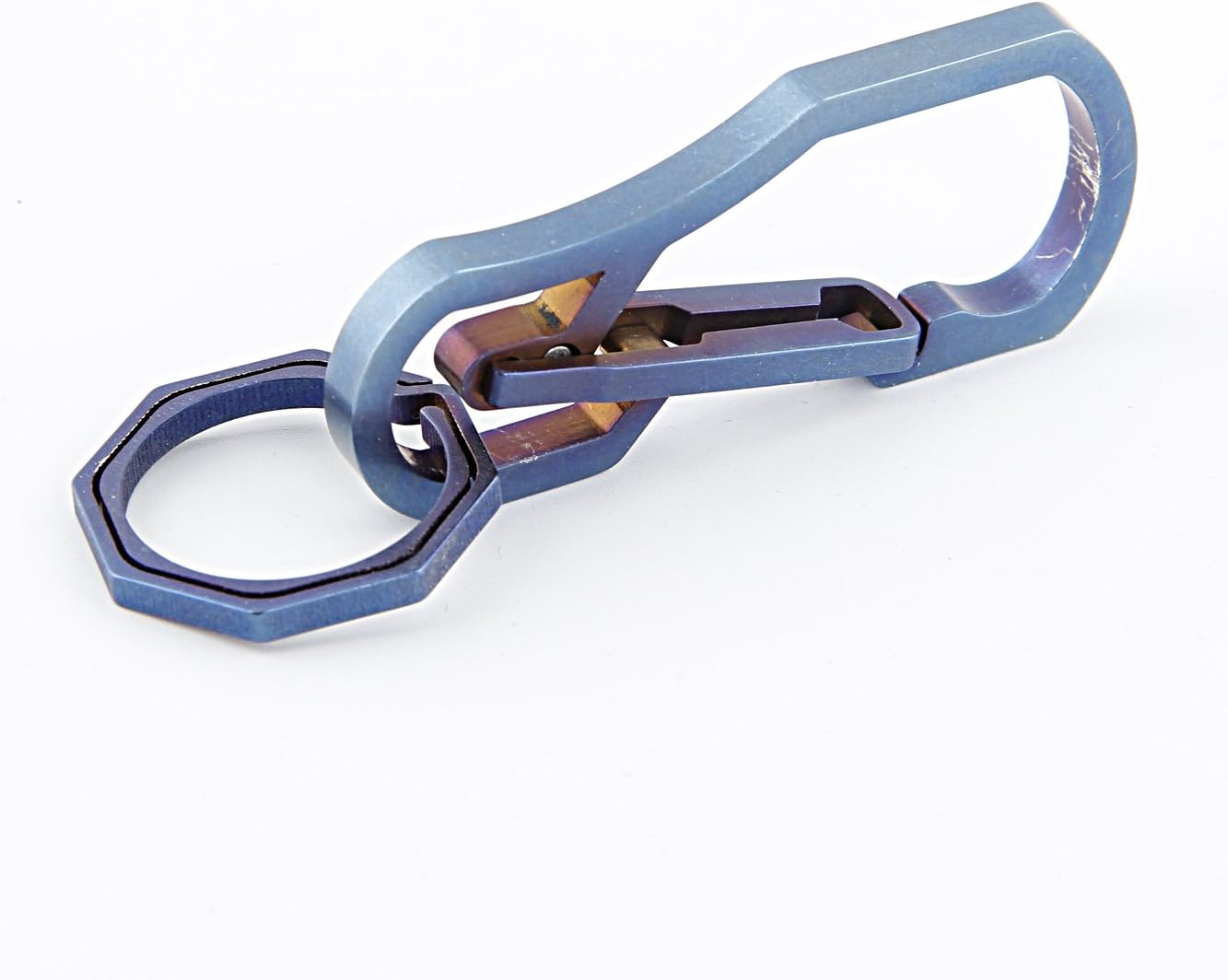 Titanium Multi Tools Keychain Hook EDC Tool Max-Bearing 50KG Keychain for Hiking Camping Outdoor (Blue)