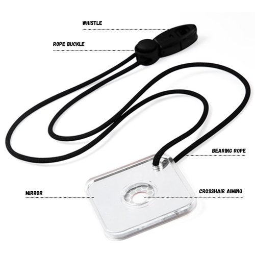2.3 Inch Signal Mirror Survival Reflective Mirror with Aim Indicator & Whistle, Outdoor Survival Military Grade SOS Rescue Emergency Mirror for Hiking, Camping, Backpacking (A)