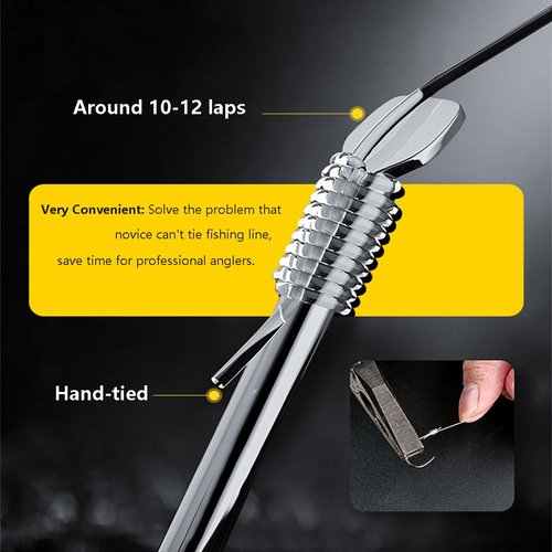 AMHDV Pre Tied Fishing Hooks on Line, Small Fish Hook with Leaders (Pack of 20) (Black, 10# (3.3-6.6lb))