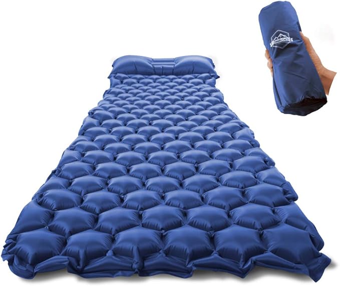 ZOOOBELIVES Ultralight Sleeping Pad with Pillow– Inflatable Camping Mat for Backpacking, Traveling and Hiking, Compact and Portable Multiple Color Options