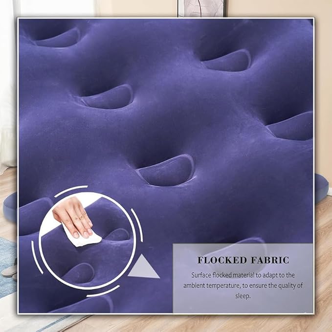 Queen Size Air Mattress - Inflatable Foldable Airbed for Camping, Home & Travel Guests, Waterproof Blow Up Mattress, Portable Sleeping Pad Accessories 80x60x9