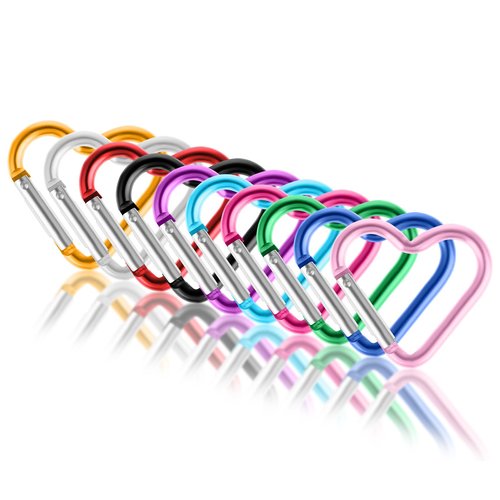 Ouligay 10pcs Cute Heart Shaped Carabiner Star Carabiner Heart Shaped Backpack Clips Key Ring Clip Heart Keychain Clip for Dog Leash Water Bottle Holder Snap Clips Keys
