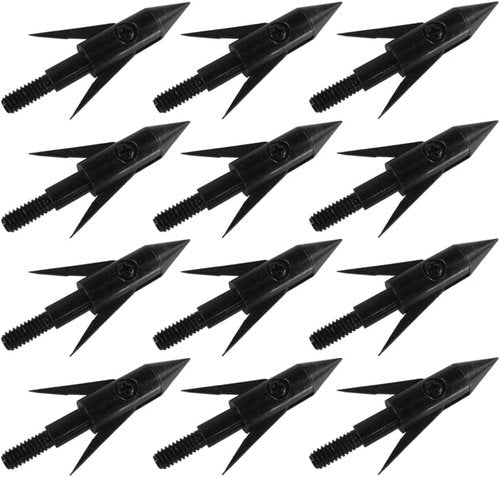 12Pcs Fishing Arrowheads Screw-on Points 150 Grain Black Bowfishing Screw Tips Broadheads for Fishing Arrow Compound Bow, Crossbow and Recurve Bow