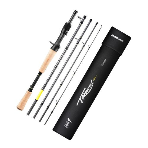HANDING M1 Travel Fishing Rod 5 Piece Medium Heavy Baitcasting Rod 6'6'' with Medium Heavy Power Fast Action for Largemouth Pike Pickerel Redfish Striped Bass